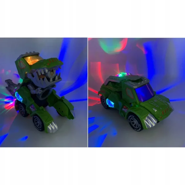 Auto robot zabawka dinozaur zieje parą samochód 2w1