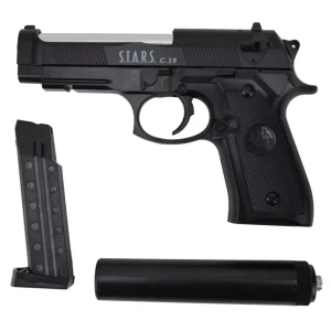 Pistolet C19+ Replika ASG Beretta z Tłumikiem na Kulki