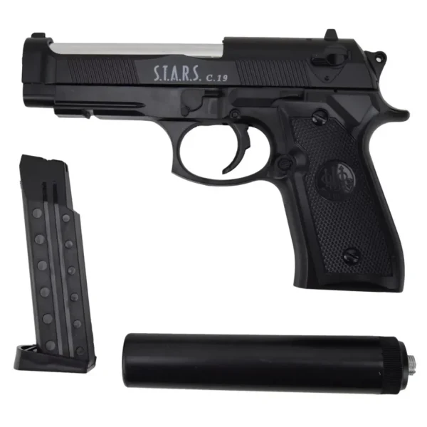 Pistolet C19+ Replika ASG Beretta z Tłumikiem na Kulki
