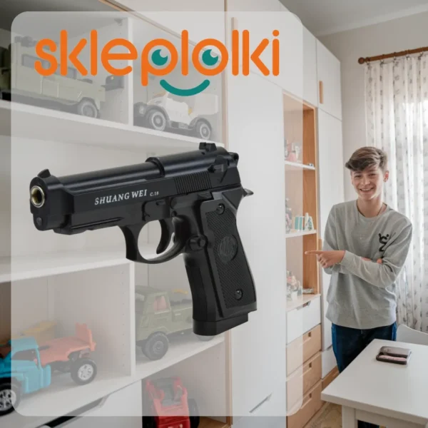 PISTOLET NA KULKI BERETTA REPLIKA METAL ASG TŁUMIK
