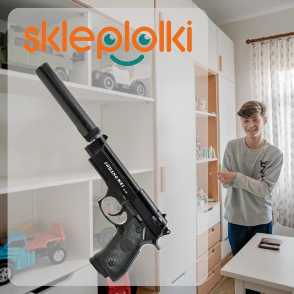 PISTOLET NA KULKI BERETTA REPLIKA METAL ASG TŁUMIK