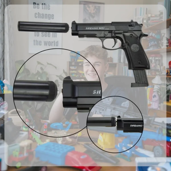 PISTOLET NA KULKI BERETTA REPLIKA METAL ASG TŁUMIK
