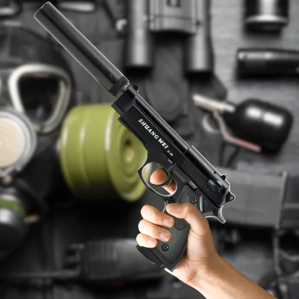 PISTOLET NA KULKI BERETTA REPLIKA METAL ASG TŁUMIK