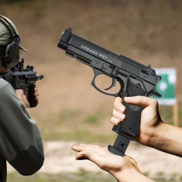 PISTOLET NA KULKI BERETTA REPLIKA METAL ASG TŁUMIK