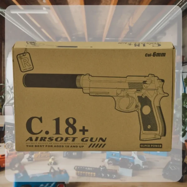 PISTOLET NA KULKI BERETTA REPLIKA METAL ASG TŁUMIK